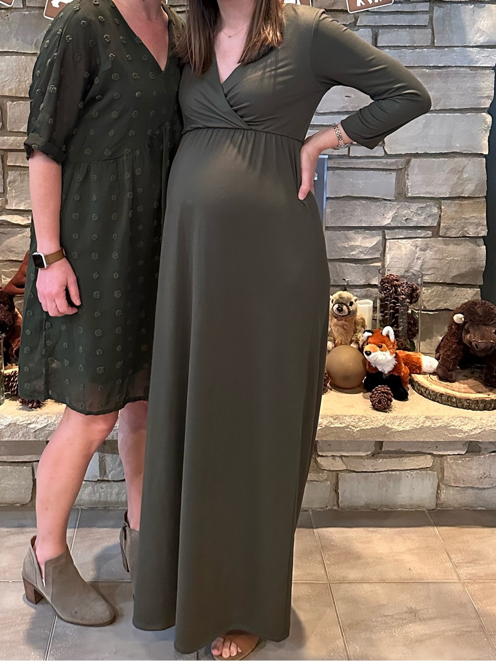 Olive Green Maternity Maxi Dress